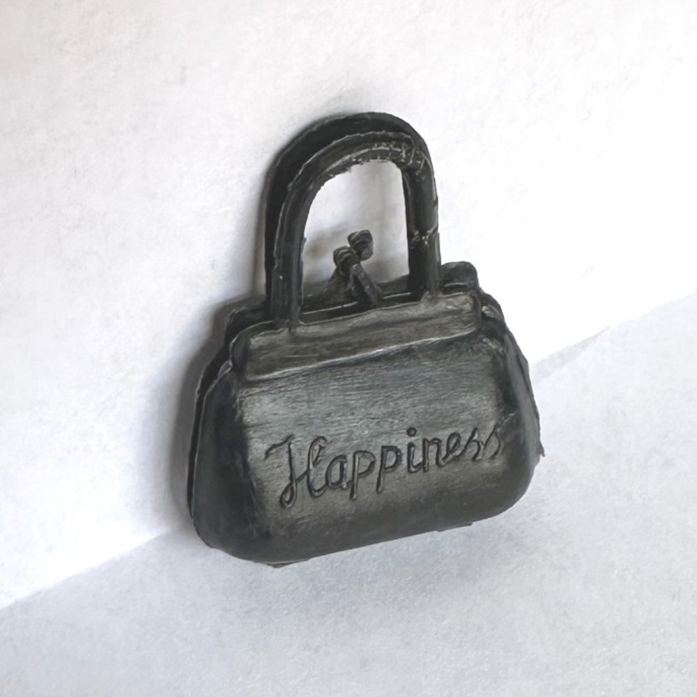 Vintage Barbie Accessories Kisslock Purse Floral Happiness‎ Black